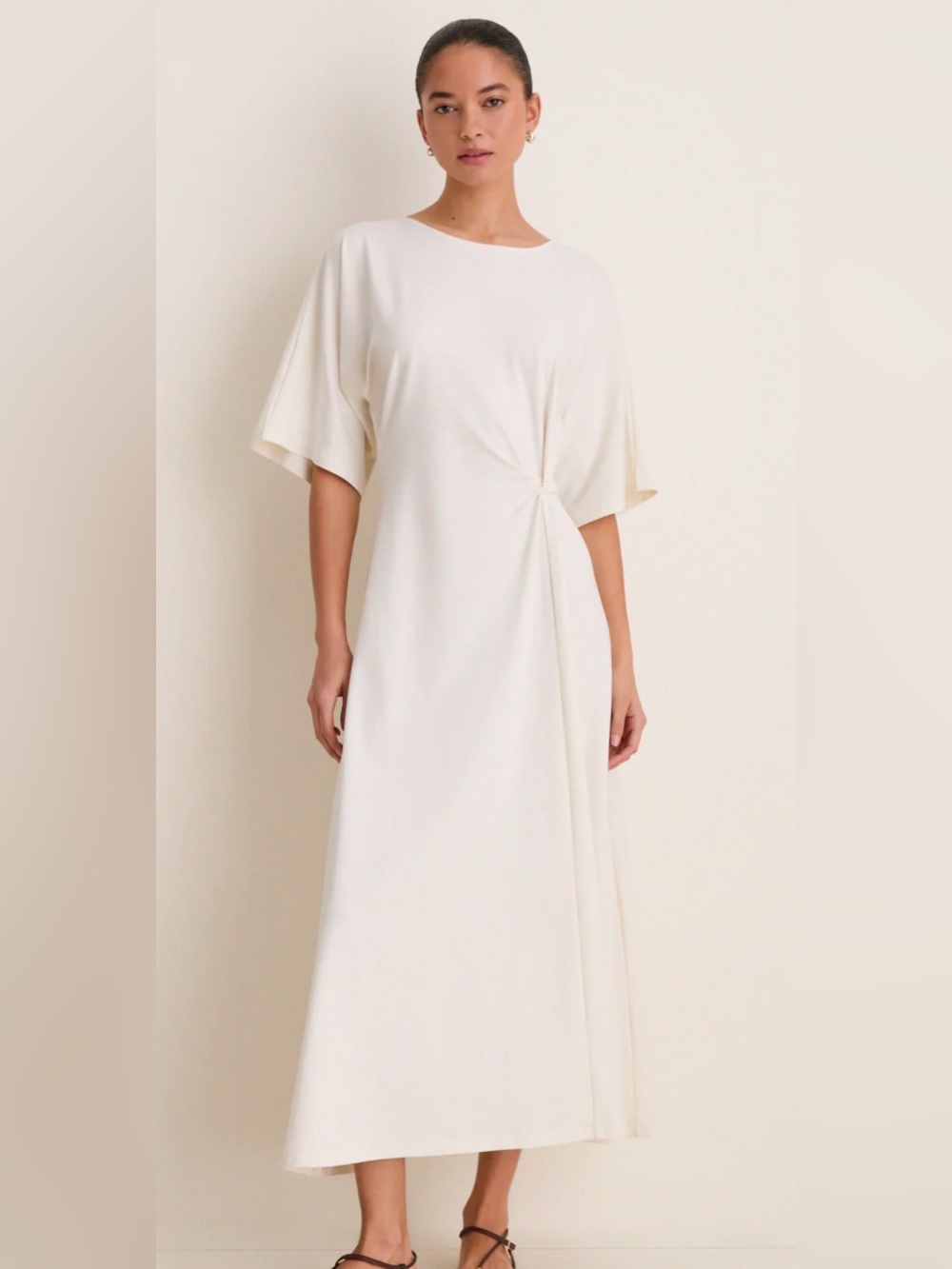Tuckernuck Women’s Cream Streamlined Cotton Blend Gathered Waist Maxi Dress sz S - Picture 16 of 16